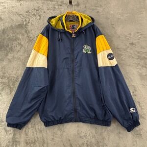 Vintage Starter Notre Dame Fighting Irish Windbreaker L Zip Jacket Blue NCAA